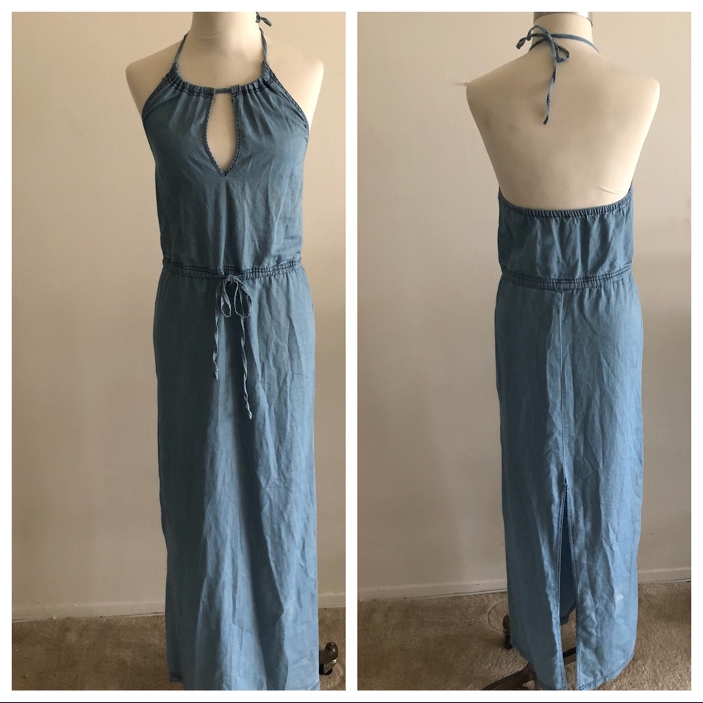 Denim Halter Maxi Dress